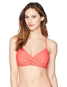 Coastal Blue Women's Active Swimwear Wrap Front Bra-Sized Underwire Bikini Top